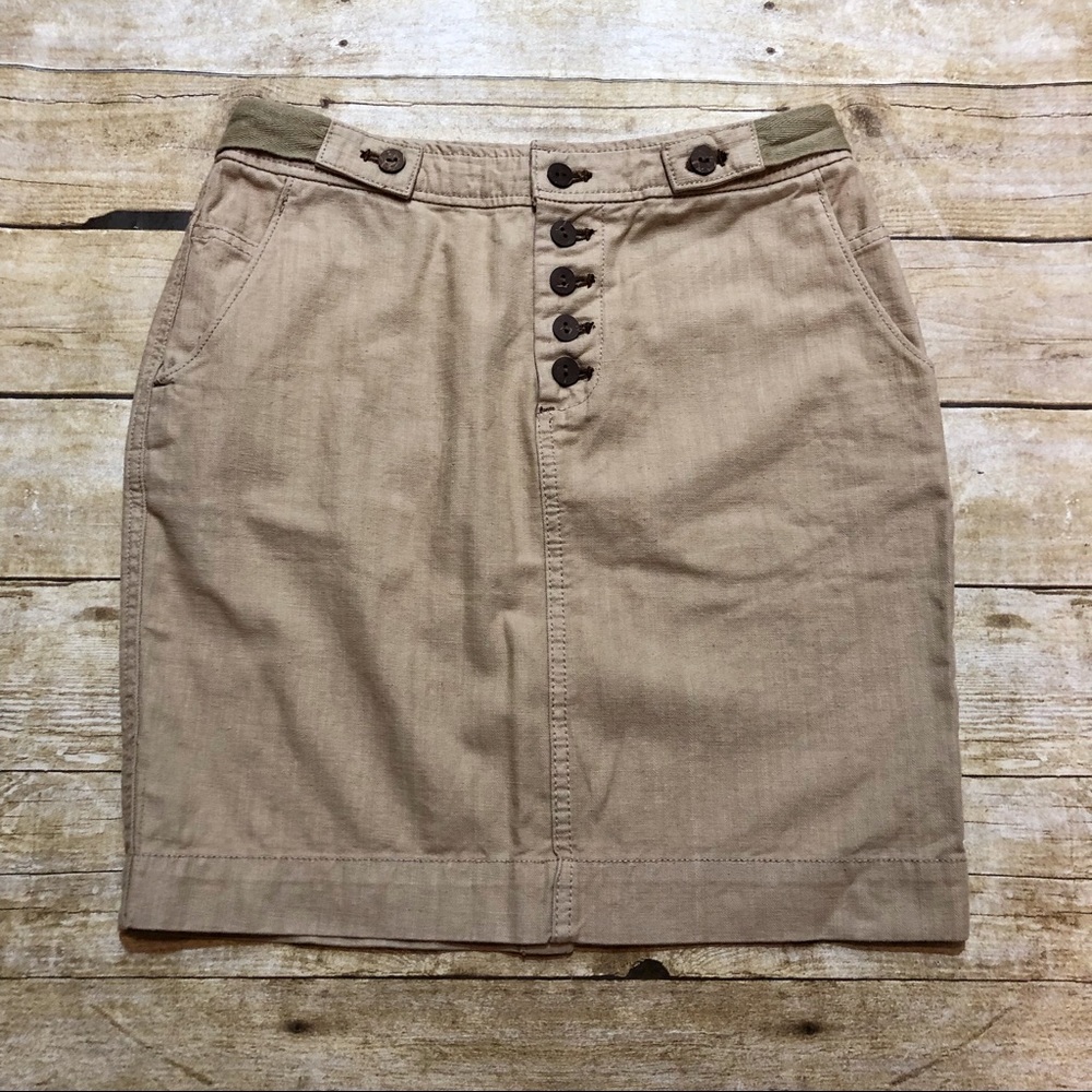 Anthropologie Daughters of the Liberation Tan Cotton Linen Blend Skirt
